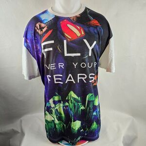 Super Man T Shirt Mens XL White Fly Over Your Fears Slowbucks DC Comics Graphic